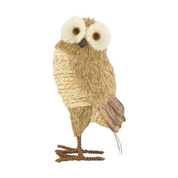 Visuel 1 du produit Hibou en herbe naturelle à poser - 14 x 14 x 32 cm