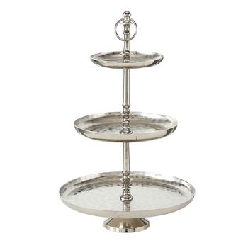 Visuel 1 du produit Serviteur à 3 plateaux en aluminium argent Detroit - Ø 31 x H 48 cm