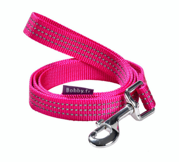 Visuel 1 du produit Laisse pour chien en nylon tressé coloris fuchsia Bobby Safe - Taille S/M