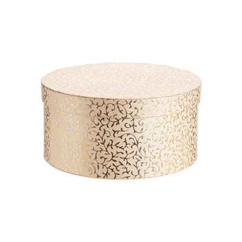 Visuel 1 du produit Boîte ronde en papier métallisé or à motif - 20 x 10 cm