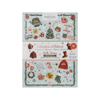Visuel 1 du produit Calendrier de l'Avent figurines chocolat au lait 3D Simon Coll Hello Winter - 40 x 29 cm
