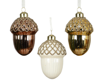 Visuel 1 du produit Gland en verre brillant décor paillettes or - Ø 6,5 x H 9 cm