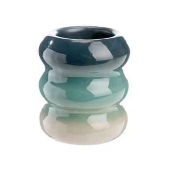 Visuel 1 du produit Photophore à 3 ronds en métal bleu vert bleu dégradé - Ø 6 x H 7 cm