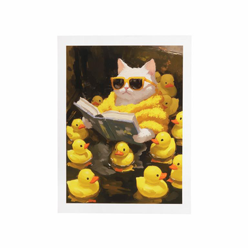 Visuel 1 du produit Affiche chat dans son bain avec canards - 30 x 40 cm