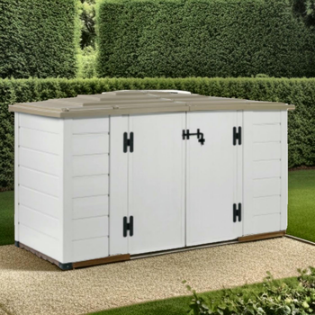 Visuel 1 du produit Coffre de jardin coloris blanc en résine capacité 1 800 L - 88 x 212 x 133 cm