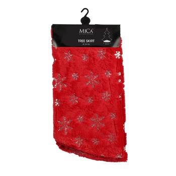 Visuel 1 du produit Jupe de sapin en polyester rouge à motif flocons - Ø 120 cm