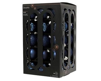 Visuel 1 du produit Pack de 45 boules de Noël brillantes et mates en verre bleu nuit - Ø 6 cm