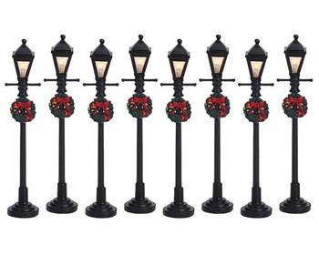 Visuel 1 du produit Décorations pour village de Noël lampadaires à lanterne à gaz en plastique coloris noir Lemax - x 8 H 10,5 cm