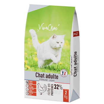Visuel 1 du produit Croquettes light pour chat adulte stérilisé au poulet VivaCroc – 2 kg