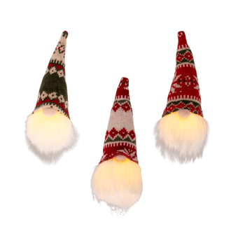 Visuel 1 du produit Gnome à bonnet multicolore à LED blanc chaud à suspendre - Ø 6 x H 20 cm