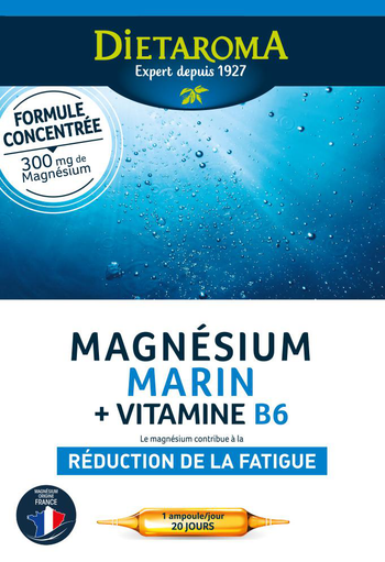 Visuel 1 du produit Complément alimentaire magnésium marin + vitamine B6 réduction de la fatigue Dietaroma - 20 ampoules