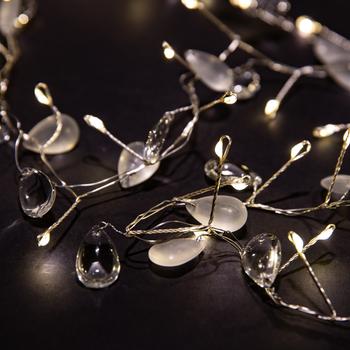 Visuel 1 du produit Guirlande lumineuse de Noël gouttes en verre LED blanc chaud câble argent à piles intérieur - 2 m