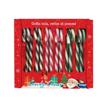 Visuel 1 du produit Boîte de 12 sucres d’orge forme cannes aux 3 parfums Patrelle Candy canes - 180 g