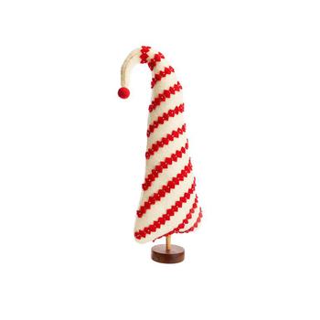 Visuel 1 du produit Sapin haut à poser en feutrine rouge et blanc - 9,5 x 2,5 x 23 cm