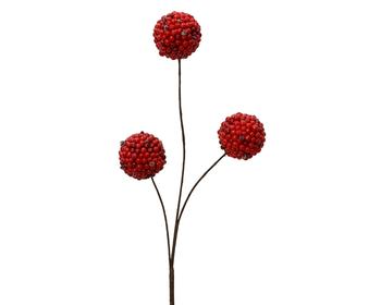 Visuel 1 du produit Tige artificielle de 3 boules de baies rouges en mousse - 5 x 58 cm