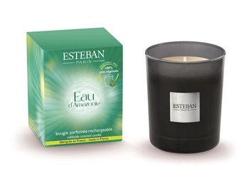 Visuel 1 du produit Bougie initiale parfumée Esteban en verre noir senteur Eau d'Amazonie - 180 g