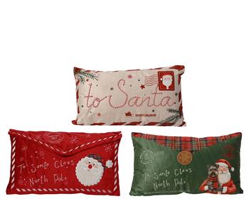 Visuel 1 du produit Coussin lettre au Père Noël en polyester velours - 50 x 30 cm