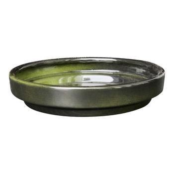 Visuel 1 du produit Soucoupe ronde en métal recyclé coloris vert algue vif Upcycle Conique - Ø 13,5 x H 2,75 cm