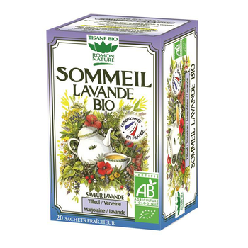 Visuel 1 du produit Tisane sommeil à la lavande bio en boite de 32 g