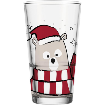 Visuel 1 du produit Verre transparent long drink gravé avec motif ours polaire coloré 330 ml - Ø 7,8 x H 14 cm