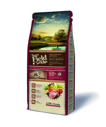 Visuel 1 du produit Croquette pour chien adulte de taille moyenne au poulet avec des pommes de terre Sam's Field - 13 kg