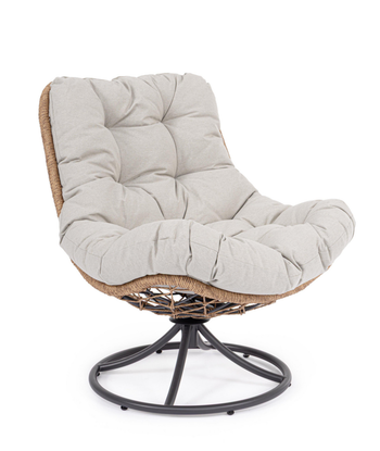 Visuel 1 du produit Fauteuil pivotant Aralia coloris gris en corde - 72 x 83 x 93 cm