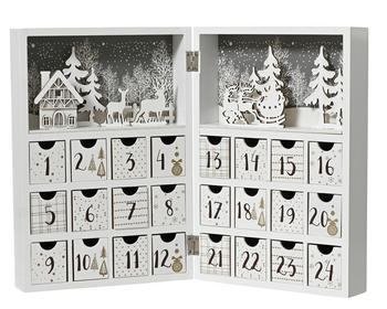 Visuel 1 du produit Calendrier de l’Avent Premium en bois MDF blanc et or - 21 x 9,2 x 30 cm