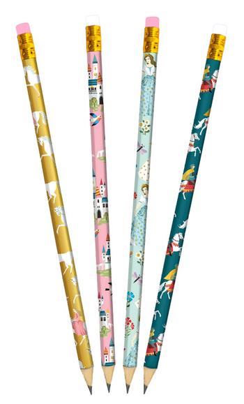Visuel 1 du produit Ensemble de 4 crayons à papier thème Le jardin de la princesse Cartedart - 19,5 cm