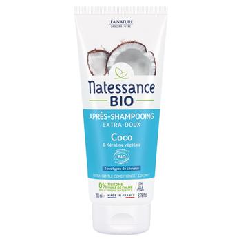 Visuel 1 du produit Après-shampooing extra-doux coco bio et kératine végétale Natessance - 200 ml
