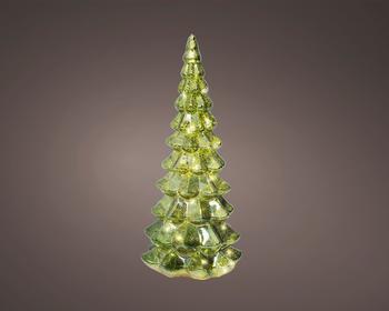 Visuel 1 du produit Sapin décoratif en verre vert à micro LED blanc chaud - Ø 14,5 x H 32 cm