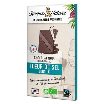 Visuel 1 du produit Chocolat noir 85% Fleur de sel bio Saveurs et Nature - 80 g