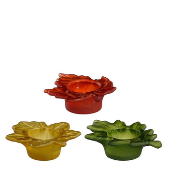 Visuel 1 du produit Porte bougie en verre coloré motif feuilles - 10 x 9 x 3 cm