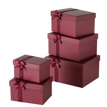 Visuel 1 du produit Boîte cadeau rectangulaire en papier rouge Bowlina taille 1 - 13 x 9 x 7,8 cm