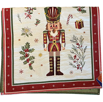 Visuel 1 du produit Chemin de table blanc et bordeaux à motif casse-noisette en PE/coton Avent - 50 x 150 cm