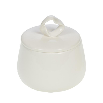 Visuel 1 du produit Boîte blanche ronde en céramique émaillée Perrine - 11 x 10,5 x 11 cm