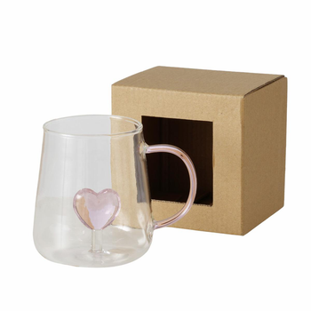Visuel 1 du produit Mug en verre rose Valentine - Ø 8,5 x H 10 cm
