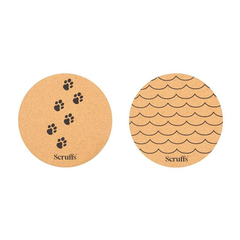 Visuel 1 du produit Dessous de gamelle coloris marron en liège motifs vagues et pattes Scruffs – x 2