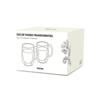 Visuel 1 du produit Duo de tasses coloris transparente en verre double paroi Horae - 350 ml