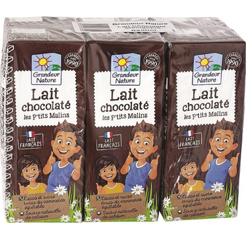 Visuel 1 du produit Lait de vache UHT chocolaté Grandeur nature - 6x20 cl