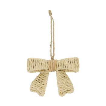 Visuel 1 du produit Suspension nœud en corde de papier coloris naturel - 12 x 4 x 9 cm
