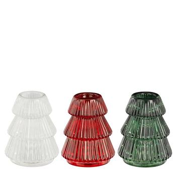 Visuel 1 du produit Bougeoir forme arbre en verre blanc, rouge et vert - Ø 6,5 x H 8 cm