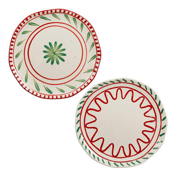 Visuel 1 du produit Assiette plate blanche, verte et rouge Venda - Ø 27 cm