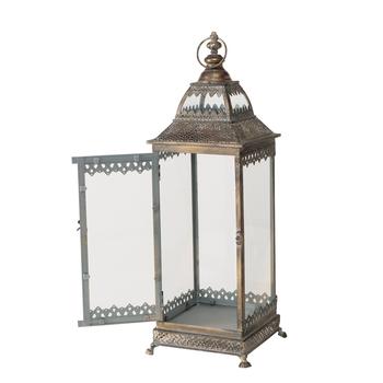Visuel 1 du produit Lanterne carrée en fer coloris or ancien Pompidou grand modèle - 28 x 28 x 84 cm