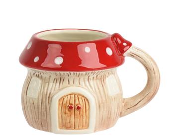 Visuel 1 du produit Mug maison champignon en dolomite rouge et marron - 13,7 x 10,5 x 8,9 cm