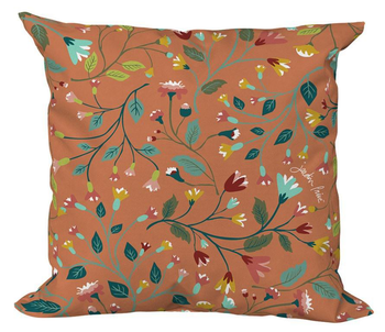 Visuel 1 du produit Coussin déco en polyester/coton à motifs coloris terra Apolline - 40 x 40 x 15 cm