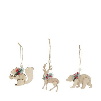 Visuel 1 du produit Suspension forme animal en bois de peuplier naturel - 12 x 12 x 12 cm
