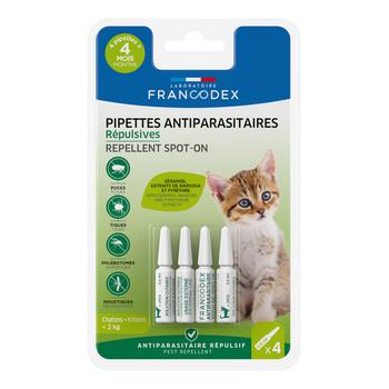 Visuel 1 du produit Pipettes antiparasitaires répulsives pour chaton Francodex - 4 x 0,6 ml