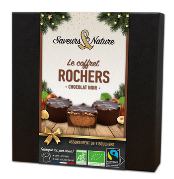 Visuel 1 du produit Coffret rochers praliné noisette chocolat noir bio Saveurs & Nature - 135 g