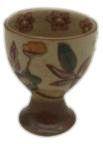 Visuel 1 du produit Coffret de 4 coquetiers en grès beige décoré fleurs multicolores Aveline - Ø 5 x H 7 cm