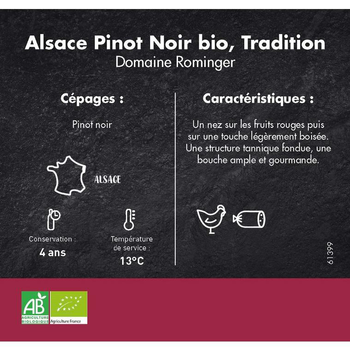 Visuel 1 du produit Vin biodynamie rouge Alsace Pinot noir- 75 cl